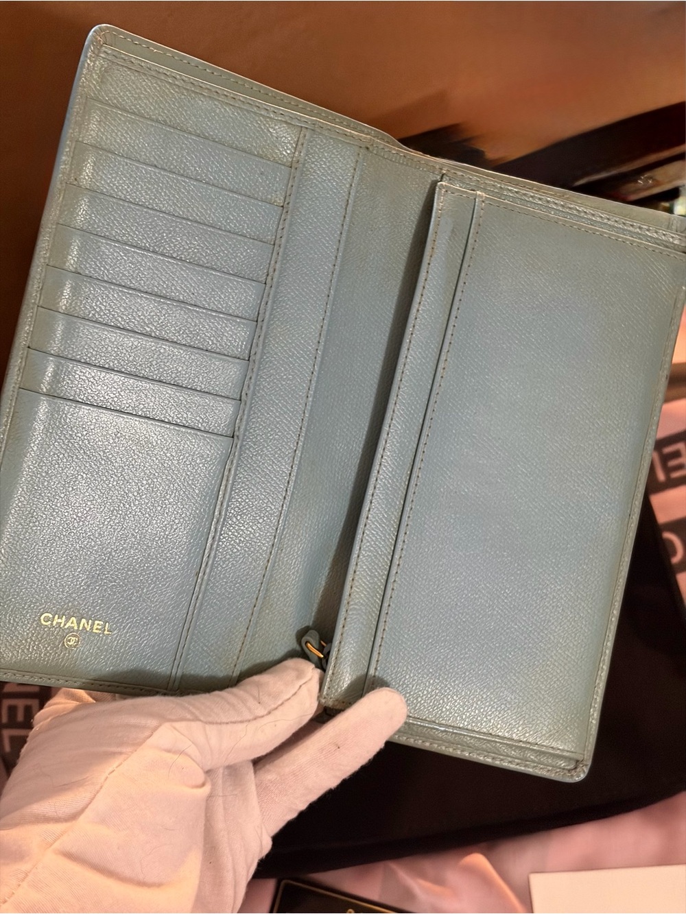 CHANEL Bi-fold Long Wallet Coco Mark Leather with Gold CC Emblem - Picture 8 of 14